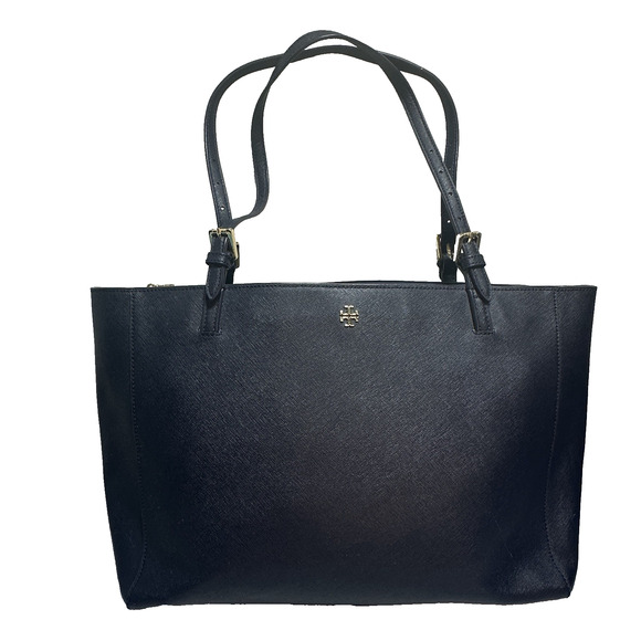 Tory Burch Navy Blue Saffiano Leather‎ Tote Bag with Bonus Wristlet - Picture 1 of 11